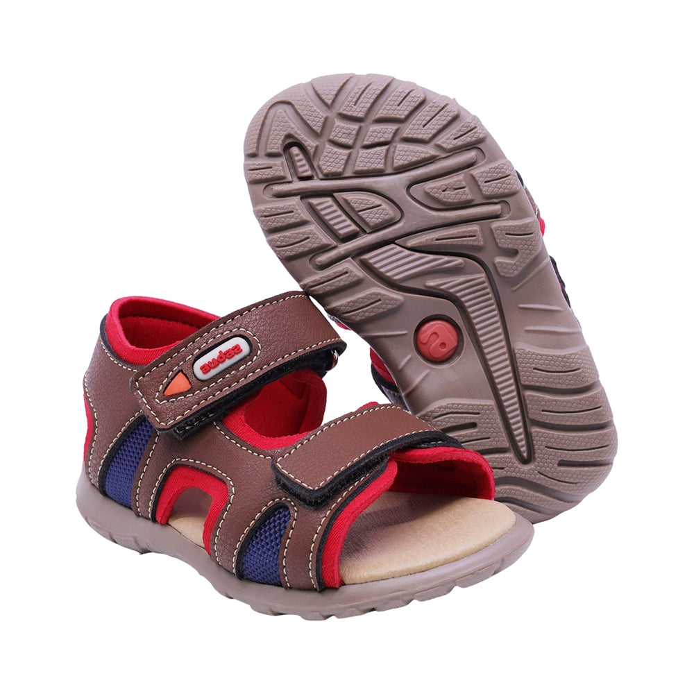 SANDALIA AUDAZ PARA NIÑO COLOR CAFÉ CLARO DE SINTÉTICO HUNTER CON TIRA DE CONTACTO