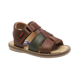 SANDALIA AUDAZ PARA NIÑO COLOR CAFÉ CLARO DE PIEL TETRIS CON TIRA DE CONTACTO