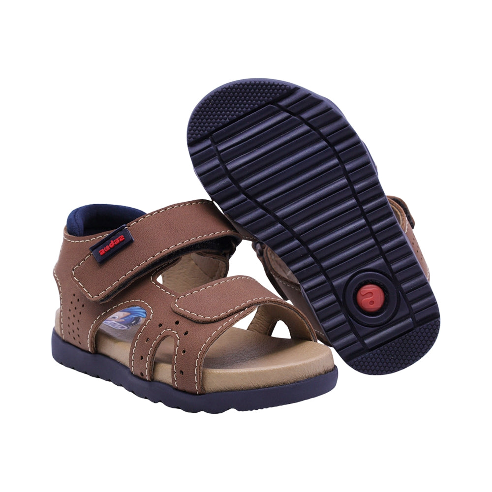 SANDALIA AUDAZ PARA NIÑO COLOR CAFÉ CLARO DE SINTÉTICO CAMERON CON TIRA DE CONTACTO