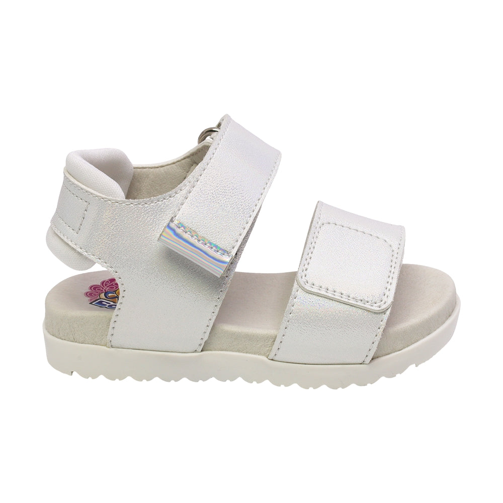 SANDALIA COQUETA PARA NIÑA COLOR PERLA DE SINTÉTICO CAMERON CON TIRA DE CONTACTO