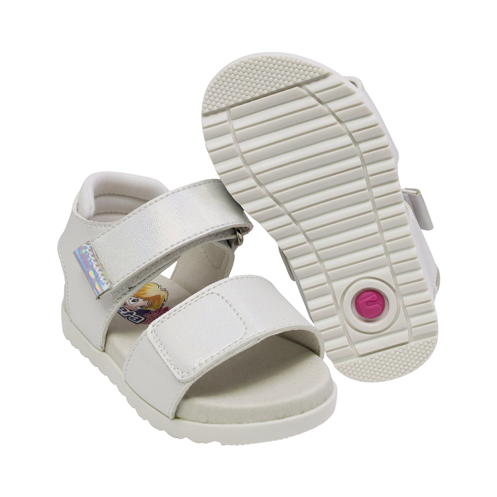 SANDALIA COQUETA PARA NIÑA COLOR PERLA DE SINTÉTICO CAMERON CON TIRA DE CONTACTO