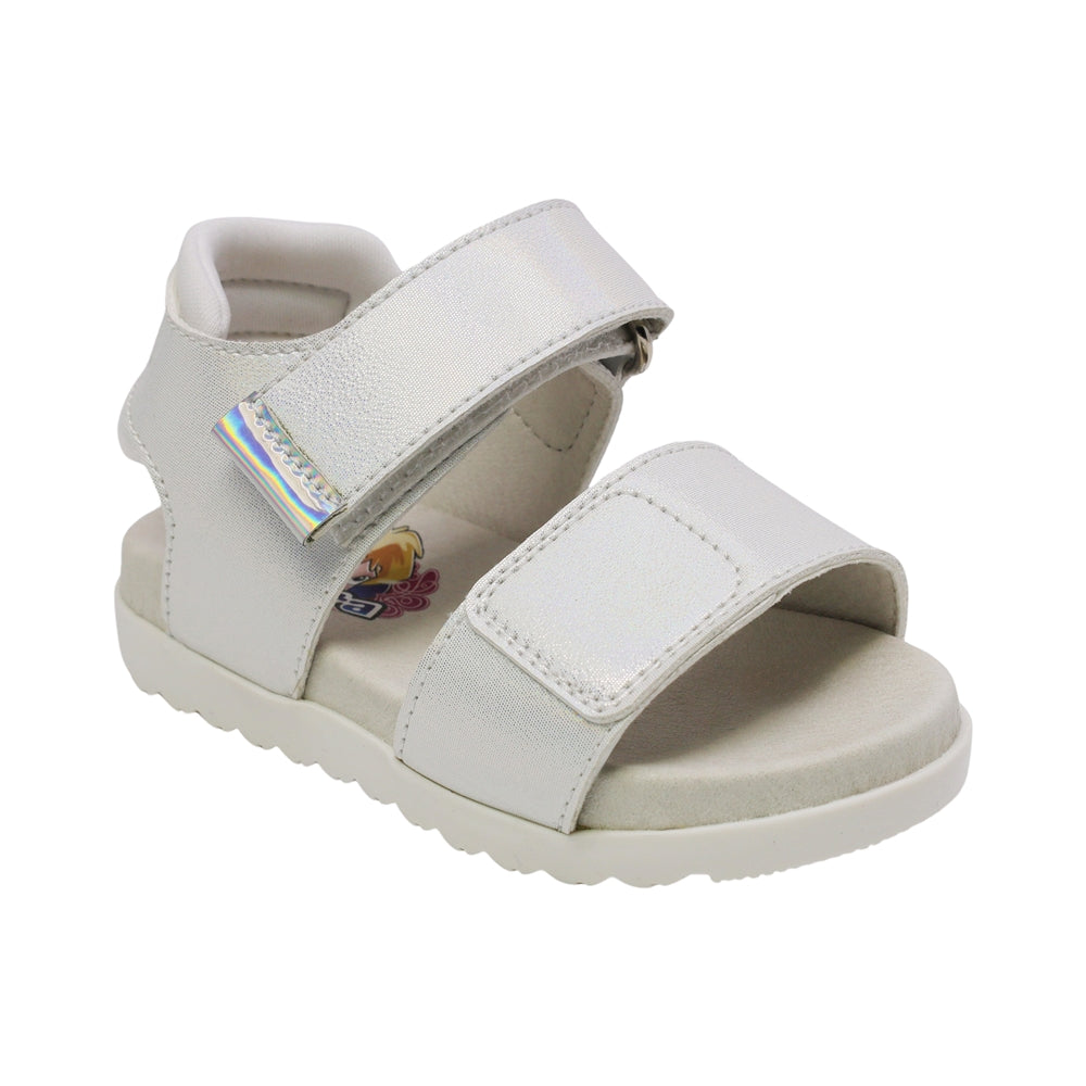 SANDALIA COQUETA PARA NIÑA COLOR PERLA DE SINTÉTICO CAMERON CON TIRA DE CONTACTO