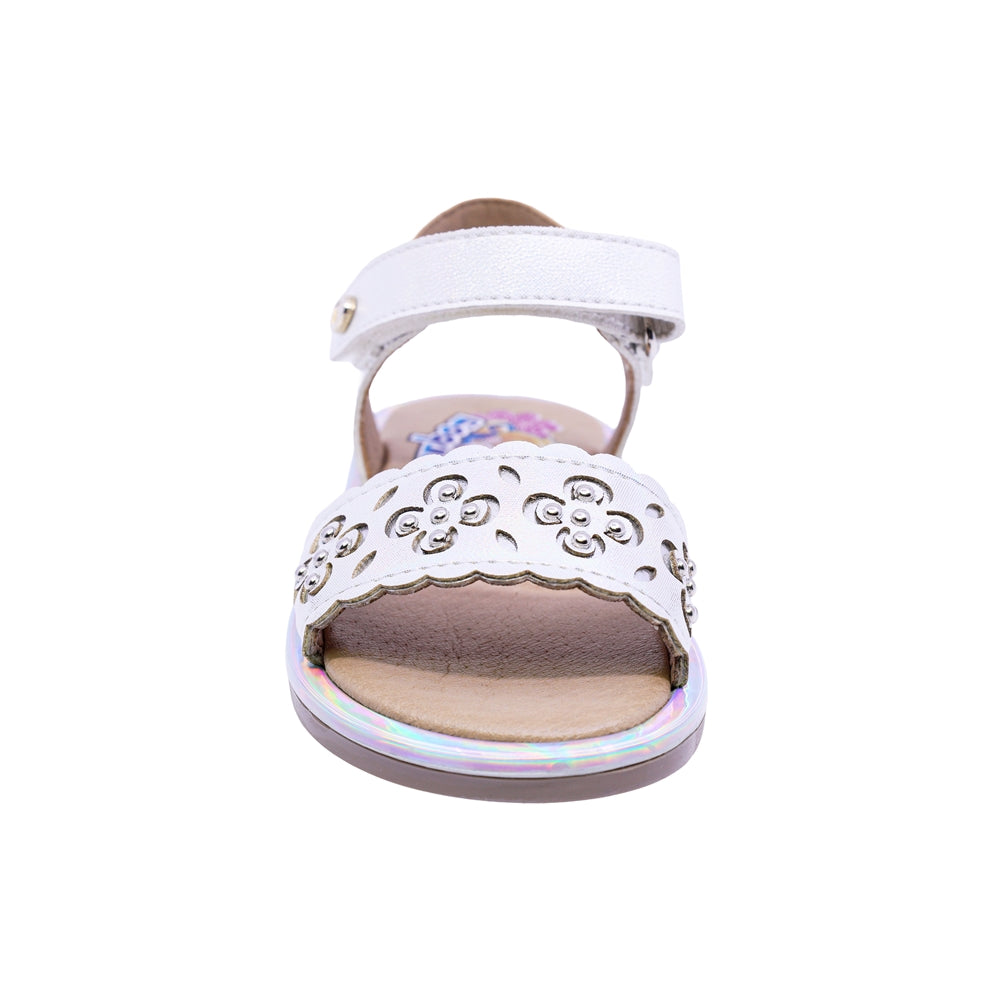 SANDALIA COQUETA PARA NIÑA COLOR PERLA DE SINTÉTICO YALTZA CON HEBILLA