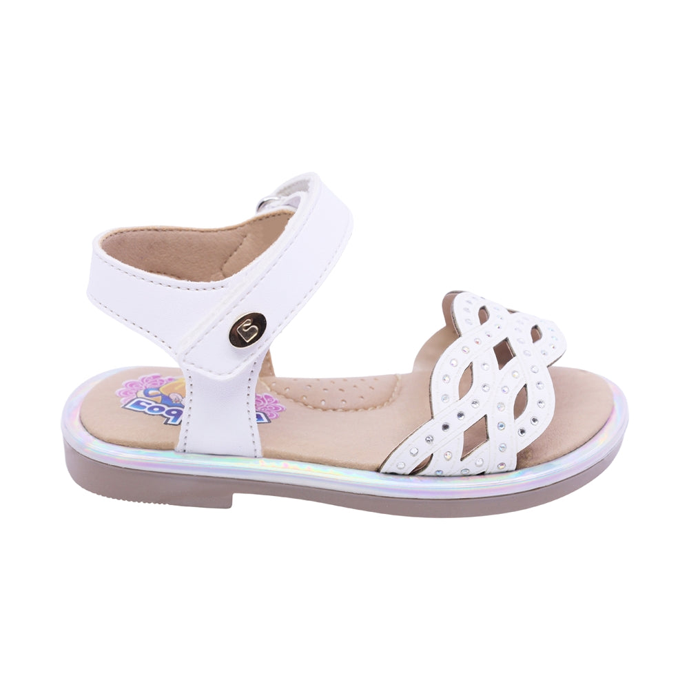 SANDALIA COQUETA PARA NIÑA COLOR BEIGE DE SINTÉTICO YALTZA CON TIRA DE CONTACTO