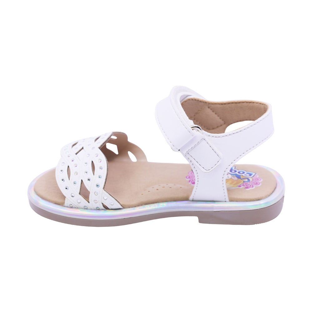 SANDALIA COQUETA PARA NIÑA COLOR BEIGE DE SINTÉTICO YALTZA CON TIRA DE CONTACTO