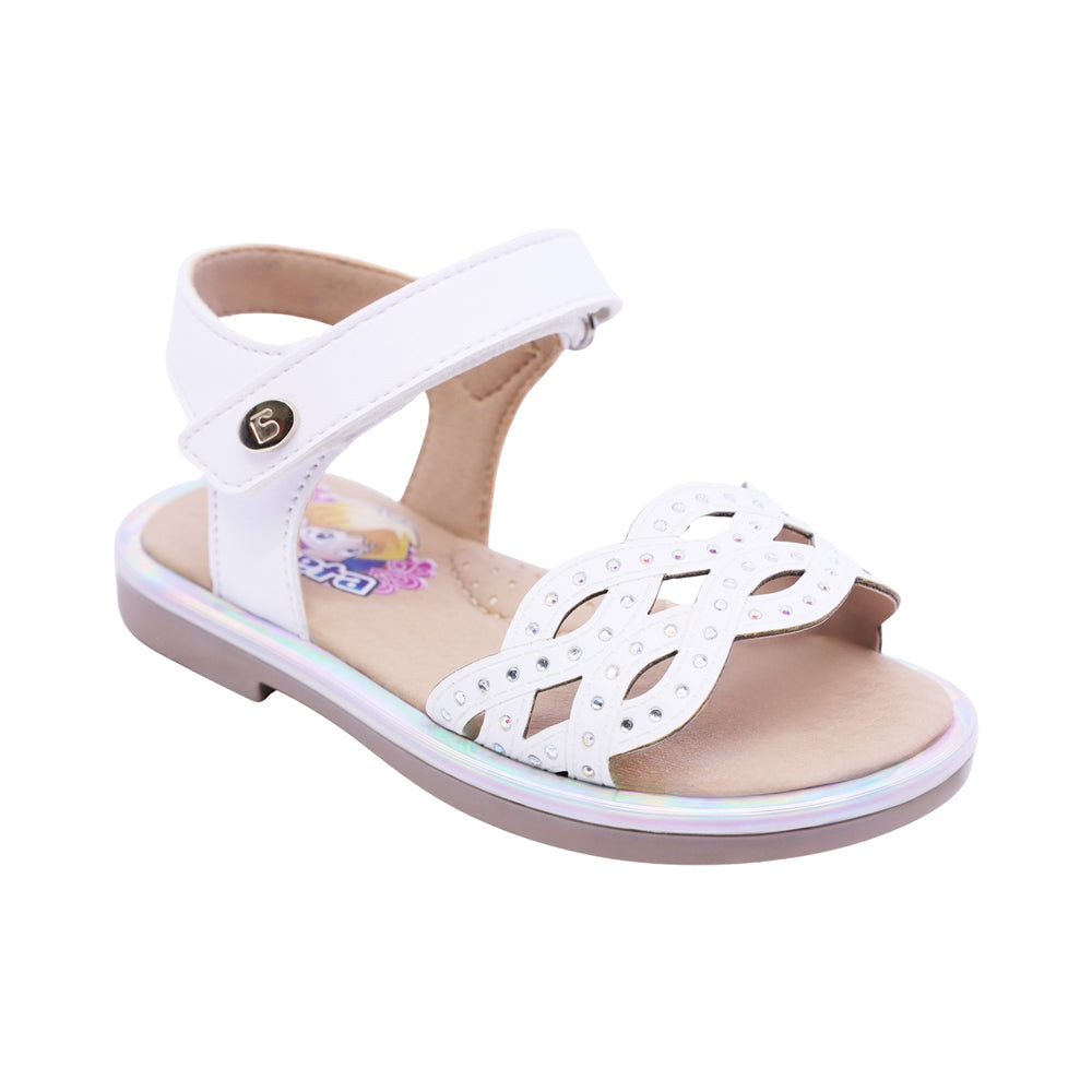 SANDALIA COQUETA PARA NIÑA COLOR BEIGE DE SINTÉTICO YALTZA CON TIRA DE CONTACTO