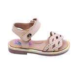 SANDALIA COQUETA PARA NIÑA COLOR BEIGE DE SINTÉTICO YALTZA CON TIRA DE CONTACTO