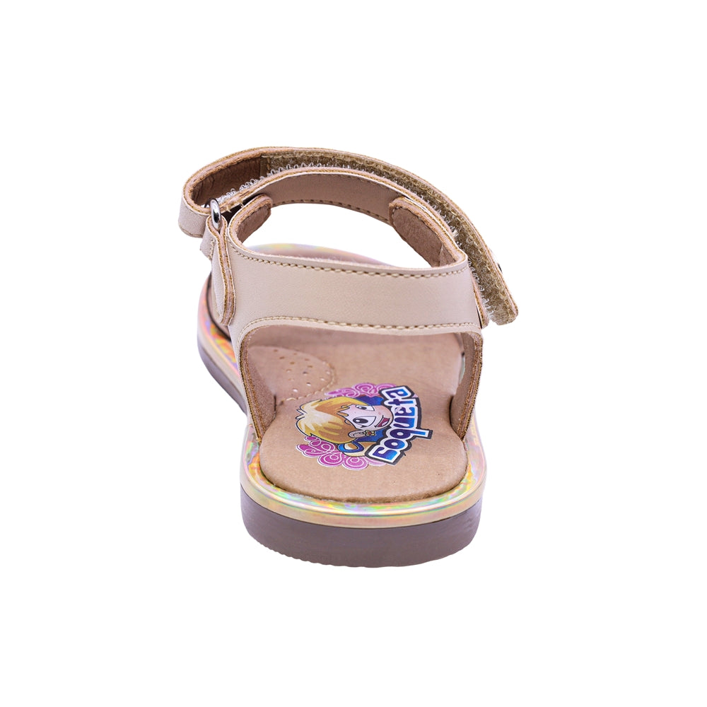 SANDALIA COQUETA PARA NIÑA COLOR BEIGE DE SINTÉTICO YALTZA CON TIRA DE CONTACTO
