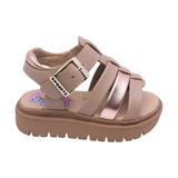 SANDALIA COQUETA PARA NIÑA COLOR ARENA DE PIEL TOMASA CON HEBILLA