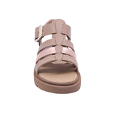 SANDALIA COQUETA PARA NIÑA COLOR ARENA DE PIEL TOMASA CON HEBILLA