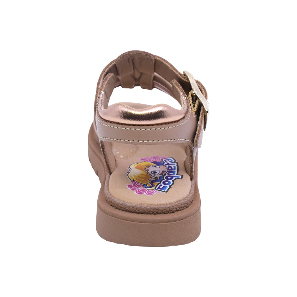SANDALIA COQUETA PARA NIÑA COLOR ARENA DE PIEL TOMASA CON HEBILLA