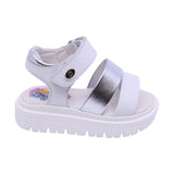 SANDALIA COQUETA PARA NIÑA COLOR BLANCO DE PIEL TOMASA CON TIRA DE CONTACTO