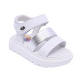 SANDALIA COQUETA PARA NIÑA COLOR BLANCO DE PIEL TOMASA CON TIRA DE CONTACTO