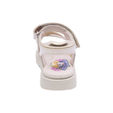 SANDALIA COQUETA PARA NIÑA COLOR BEIGE DE PIEL TOMASA CON TIRA DE CONTACTO