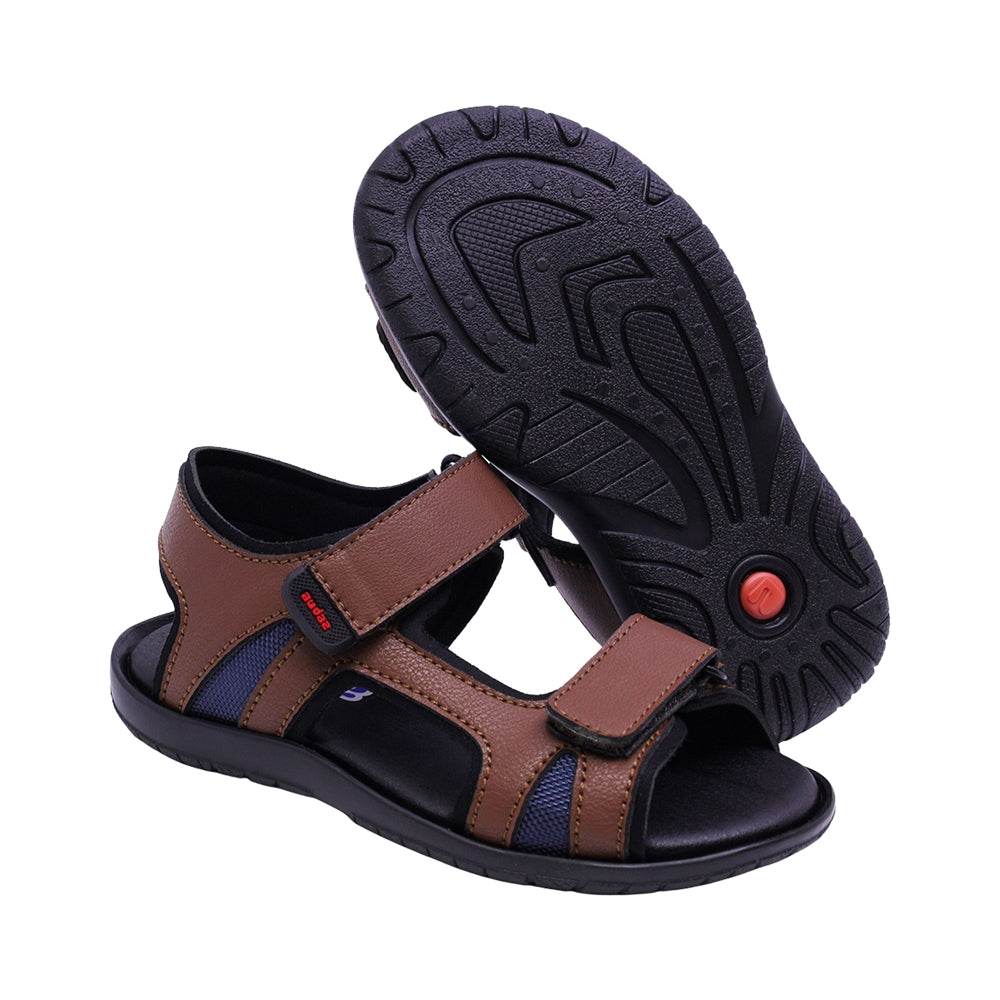 SANDALIA AUDAZ PARA NIÑO COLOR CAFÉ CLARO DE SINTÉTICO REACTOR CON TIRA DE CONTACTO