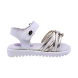 SANDALIA COQUETA PARA NIÑA COLOR PERLA DE SINTÉTICO REBECA CON TIRA DE CONTACTO