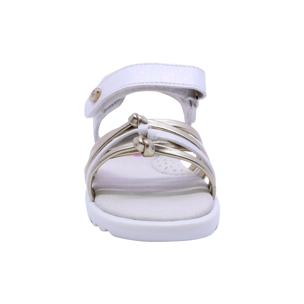 SANDALIA COQUETA PARA NIÑA COLOR PERLA DE SINTÉTICO REBECA CON TIRA DE CONTACTO
