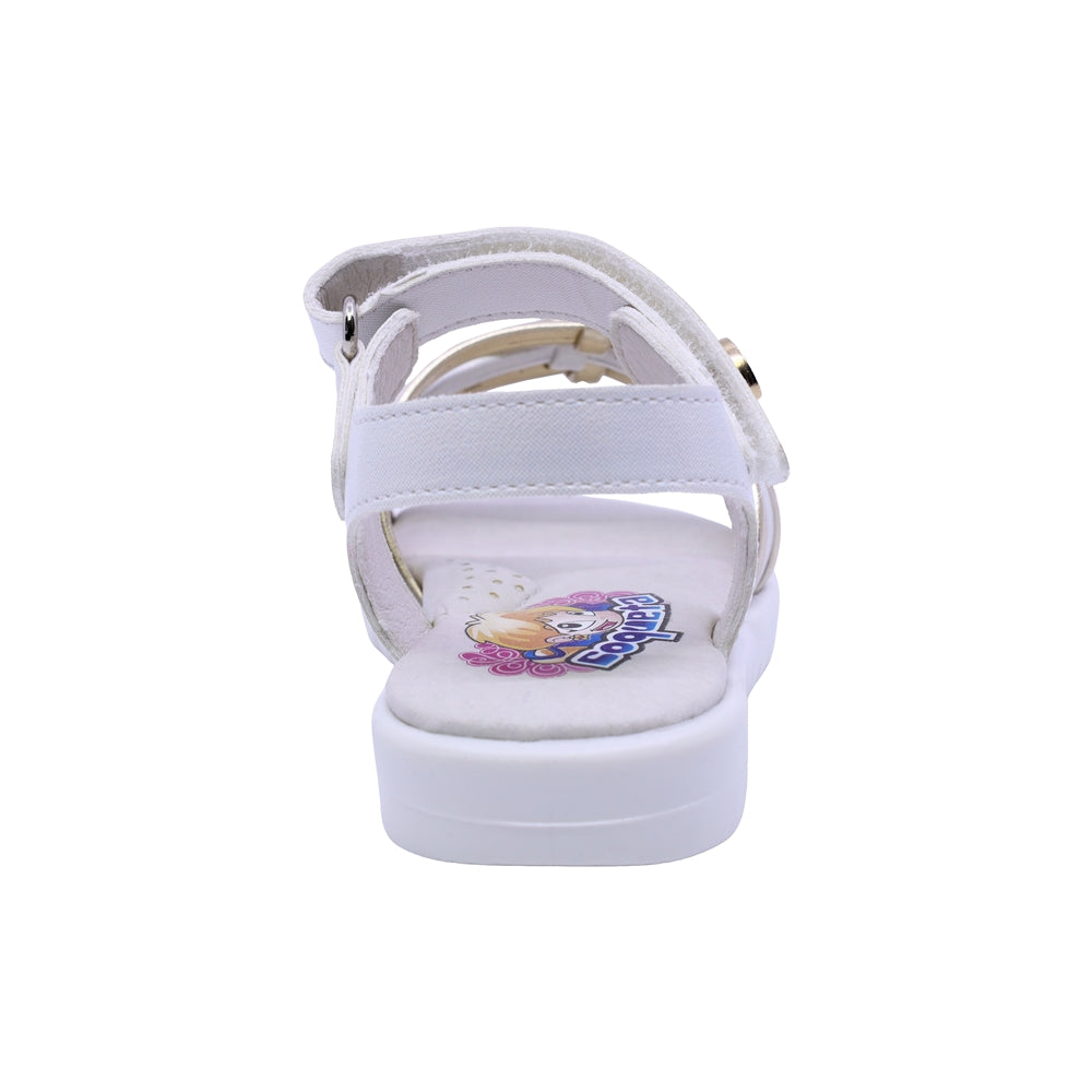 SANDALIA COQUETA PARA NIÑA COLOR PERLA DE SINTÉTICO REBECA CON TIRA DE CONTACTO