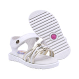 SANDALIA COQUETA PARA NIÑA COLOR PERLA DE SINTÉTICO REBECA CON TIRA DE CONTACTO