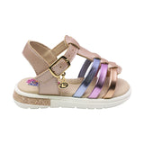 SANDALIA COQUETA PARA NIÑA COLOR ORO ROSADO DE SINTÉTICO SOFI CON HEBILLA