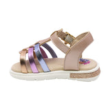 SANDALIA COQUETA PARA NIÑA COLOR ORO ROSADO DE SINTÉTICO SOFI CON HEBILLA