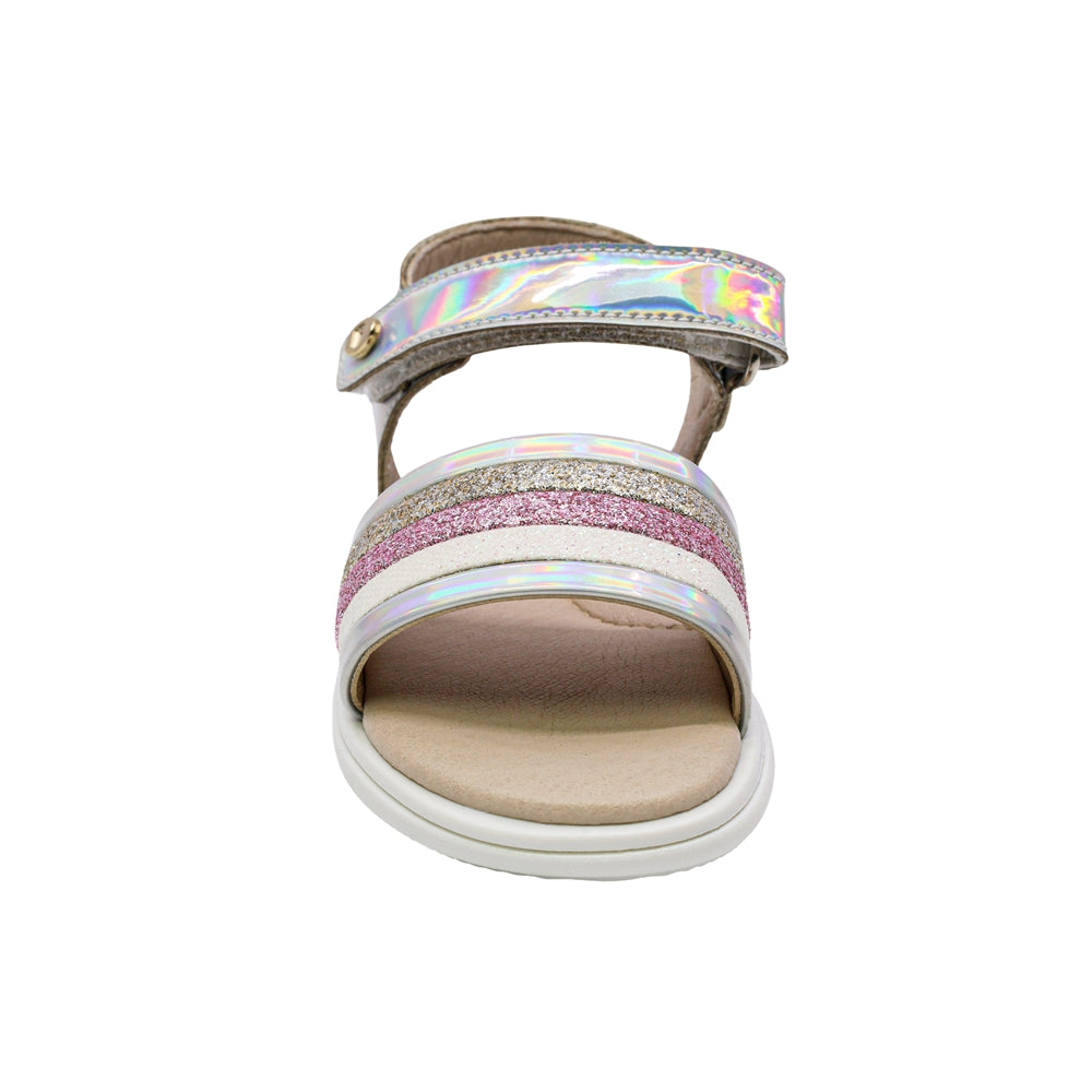 SANDALIA COQUETA PARA NIÑA COLOR PLATA DE SINTÉTICO SOFI CON TIRA DE CONTACTO