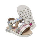 SANDALIA COQUETA PARA NIÑA COLOR PLATA DE SINTÉTICO SOFI CON TIRA DE CONTACTO