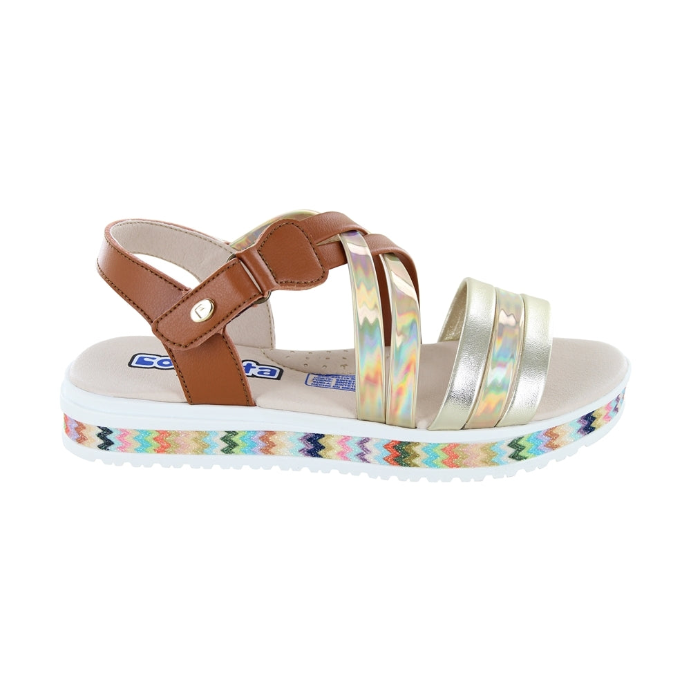 SANDALIA COQUETA  PARA NIÑA SINTÉTICO CAFÉ CLARO CASANDRA CON HEBILLA