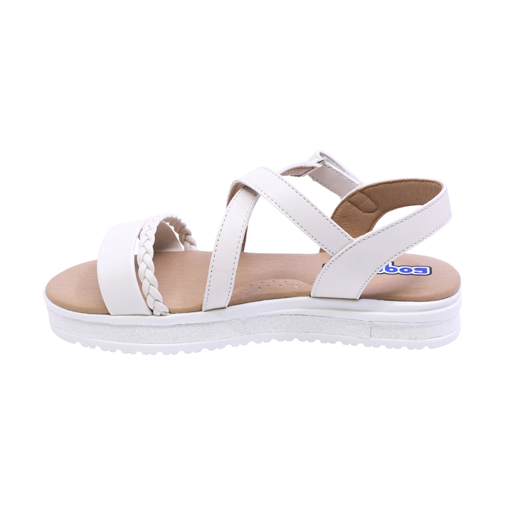 SANDALIA COQUETA PARA NIÑA COLOR BLANCO DE SINTÉTICO CASSANDRA CON TIRA DE CONTACTO