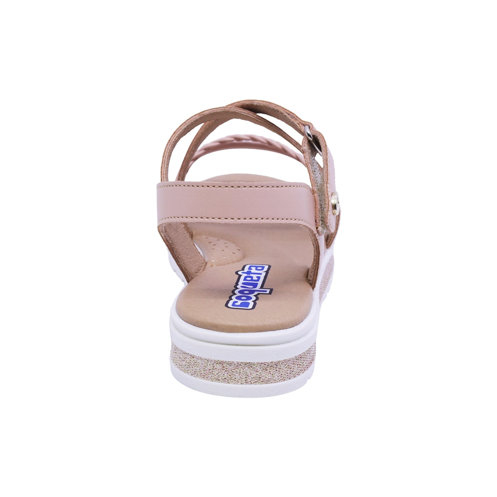 SANDALIA COQUETA PARA NIÑA COLOR SALMON DE SINTÉTICO CASSANDRA CON TIRA DE CONTACTO