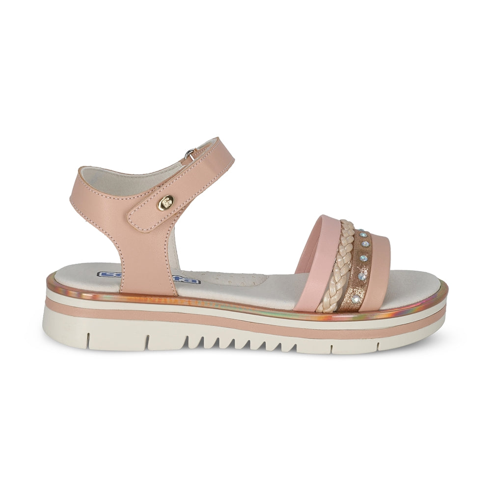 SANDALIA COQUETA  PARA NIÑA SINTÉTICO BEIGE VALENTINA CON HEBILLA