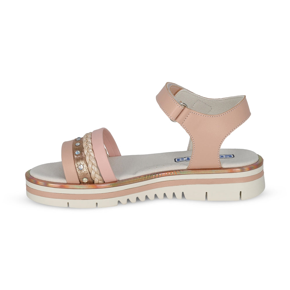 SANDALIA COQUETA  PARA NIÑA SINTÉTICO BEIGE VALENTINA CON HEBILLA