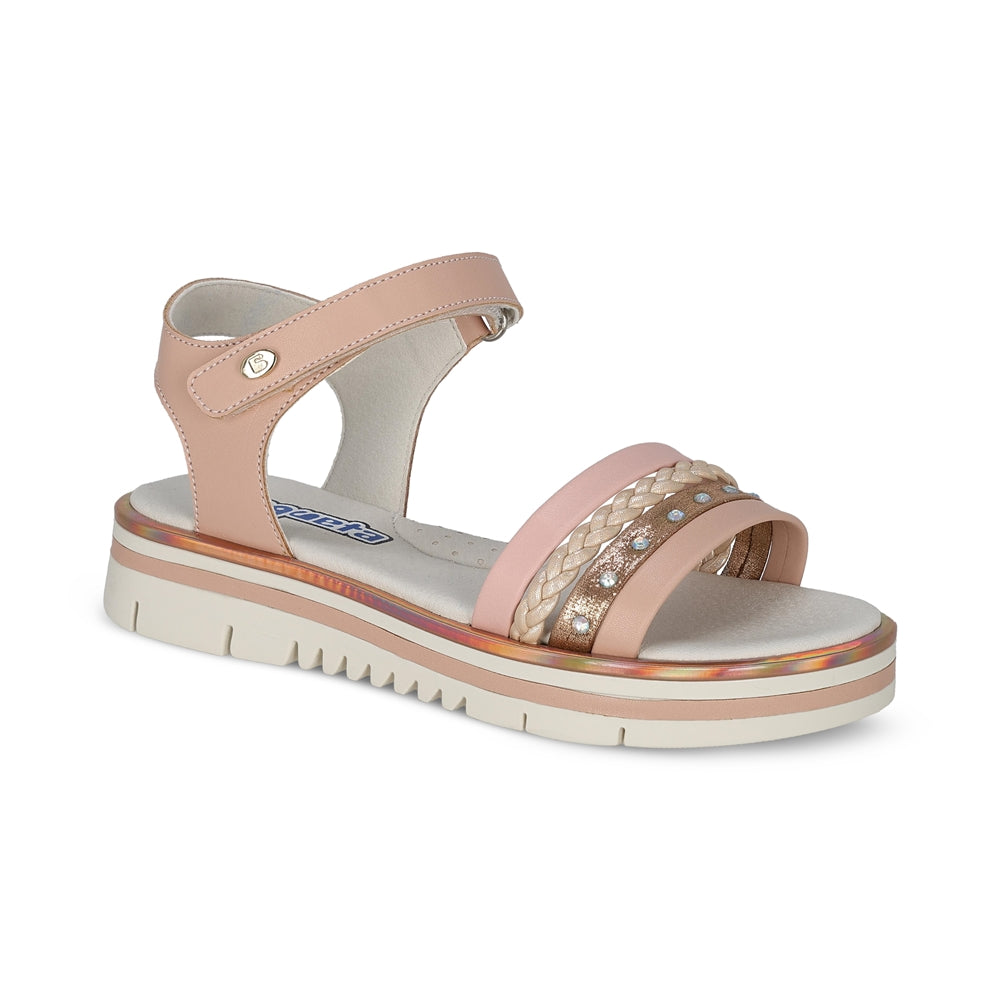 SANDALIA COQUETA  PARA NIÑA SINTÉTICO BEIGE VALENTINA CON HEBILLA