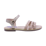 SANDALIA COQUETA PARA NIÑA COLOR ORO ROSADO DE SINTÉTICO YALTZA CON TIRA DE CONTACTO