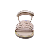 SANDALIA COQUETA PARA NIÑA COLOR ORO ROSADO DE SINTÉTICO YALTZA CON TIRA DE CONTACTO