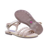 SANDALIA COQUETA PARA NIÑA COLOR ORO ROSADO DE SINTÉTICO YALTZA CON TIRA DE CONTACTO