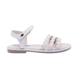 SANDALIA COQUETA PARA NIÑA COLOR PERLA DE SINTÉTICO YALTZA CON TIRA DE CONTACTO
