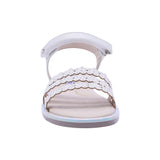 SANDALIA COQUETA PARA NIÑA COLOR PERLA DE SINTÉTICO YALTZA CON TIRA DE CONTACTO