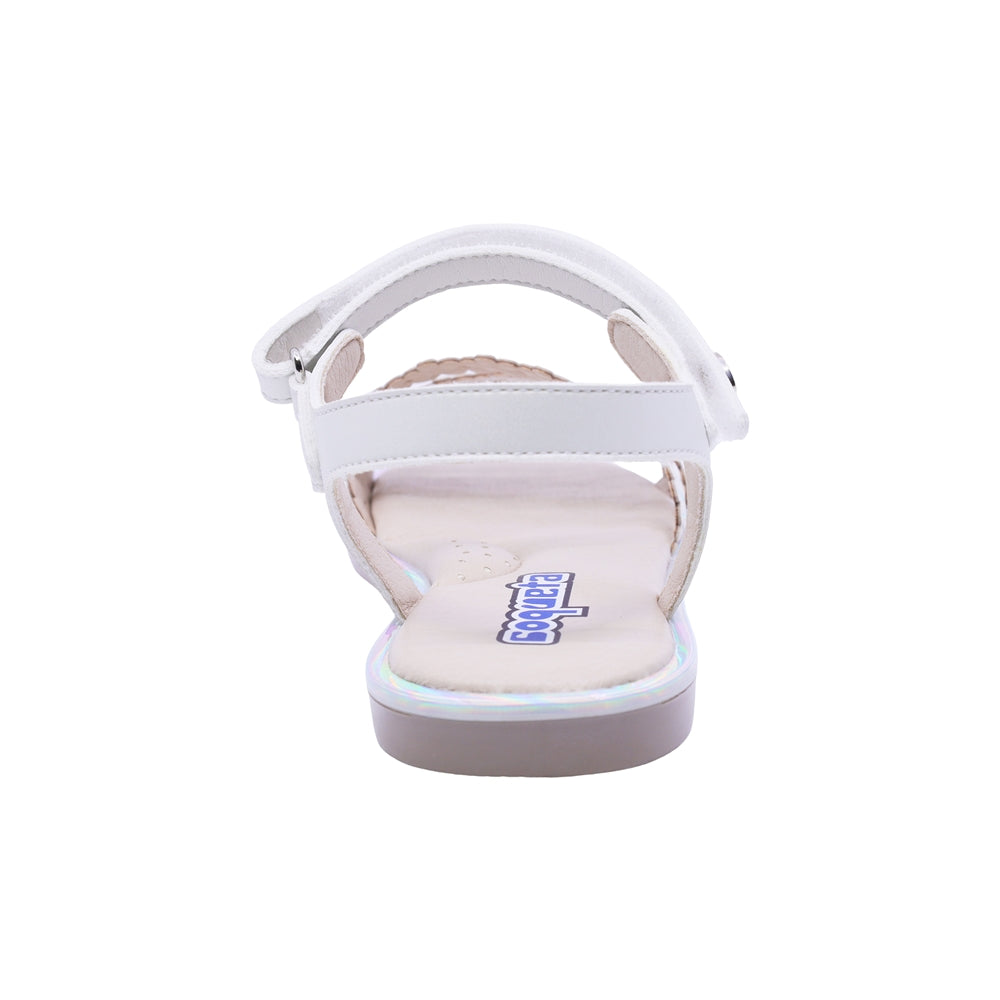 SANDALIA COQUETA PARA NIÑA COLOR PERLA DE SINTÉTICO YALTZA CON TIRA DE CONTACTO