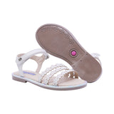 SANDALIA COQUETA PARA NIÑA COLOR PERLA DE SINTÉTICO YALTZA CON TIRA DE CONTACTO