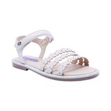 SANDALIA COQUETA PARA NIÑA COLOR PERLA DE SINTÉTICO YALTZA CON TIRA DE CONTACTO