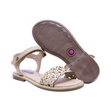 SANDALIA COQUETA PARA NIÑA COLOR BEIGE DE SINTÉTICO YALTZA CON TIRA DE CONTACTO