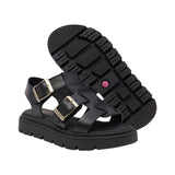 SANDALIA COQUETA PARA NIÑA COLOR NEGRO DE PIEL TOMASA CON HEBILLA