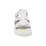 SANDALIA COQUETA PARA NIÑA COLOR BLANCO DE PIEL TOMASA CON HEBILLA