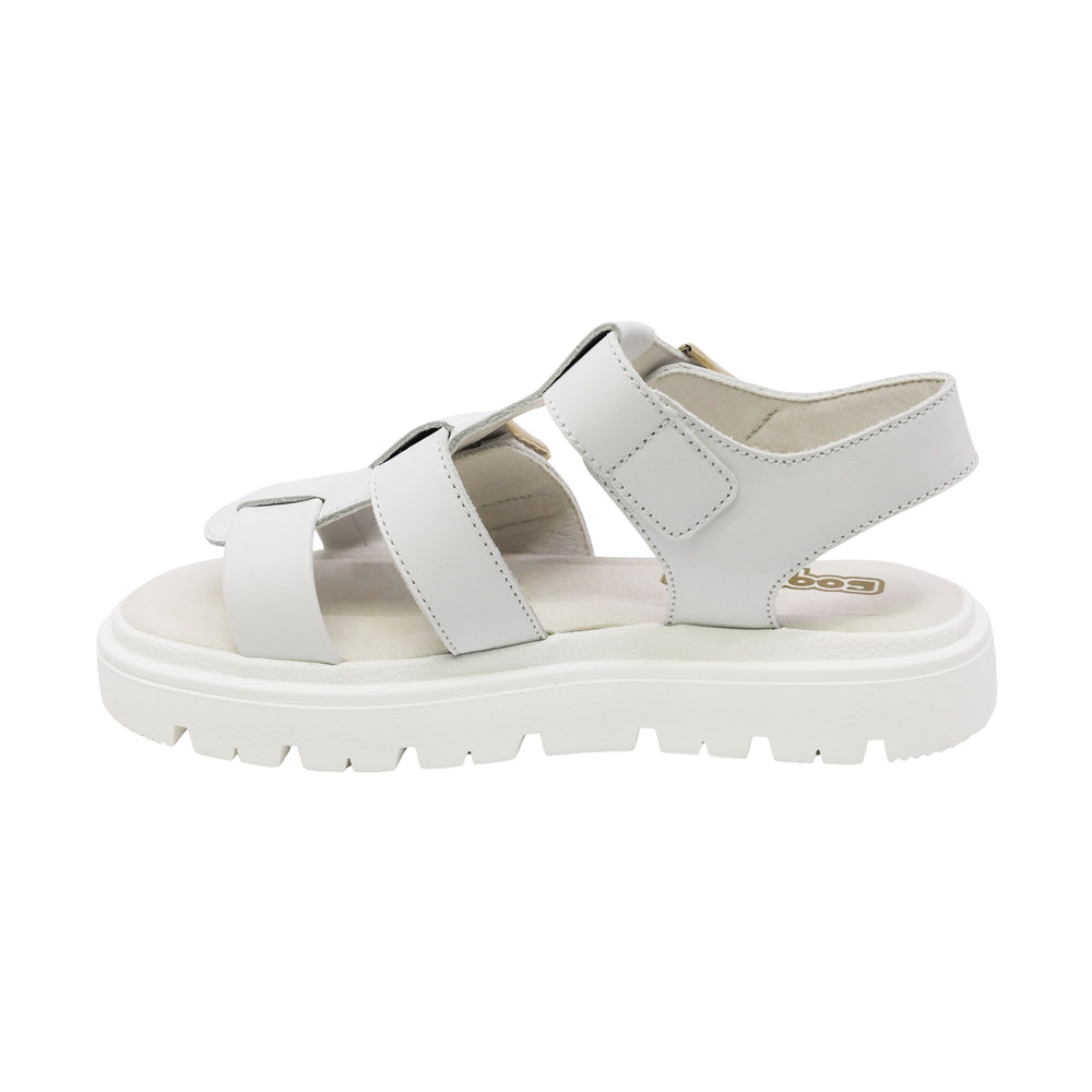 SANDALIA COQUETA PARA NIÑA COLOR BLANCO DE PIEL TOMASA CON HEBILLA