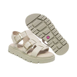 SANDALIA COQUETA PARA NIÑA COLOR BEIGE DE PIEL TOMASA CON HEBILLA