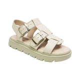 SANDALIA COQUETA PARA NIÑA COLOR BEIGE DE PIEL TOMASA CON HEBILLA