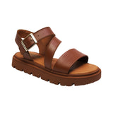 SANDALIA COQUETA PARA NIÑA COLOR MIEL DE PIEL TOMASA CON HEBILLA