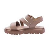 SANDALIA COQUETA PARA NIÑA COLOR ARENA DE PIEL TOMASA CON HEBILLA