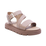 SANDALIA COQUETA PARA NIÑA COLOR ARENA DE PIEL TOMASA CON HEBILLA